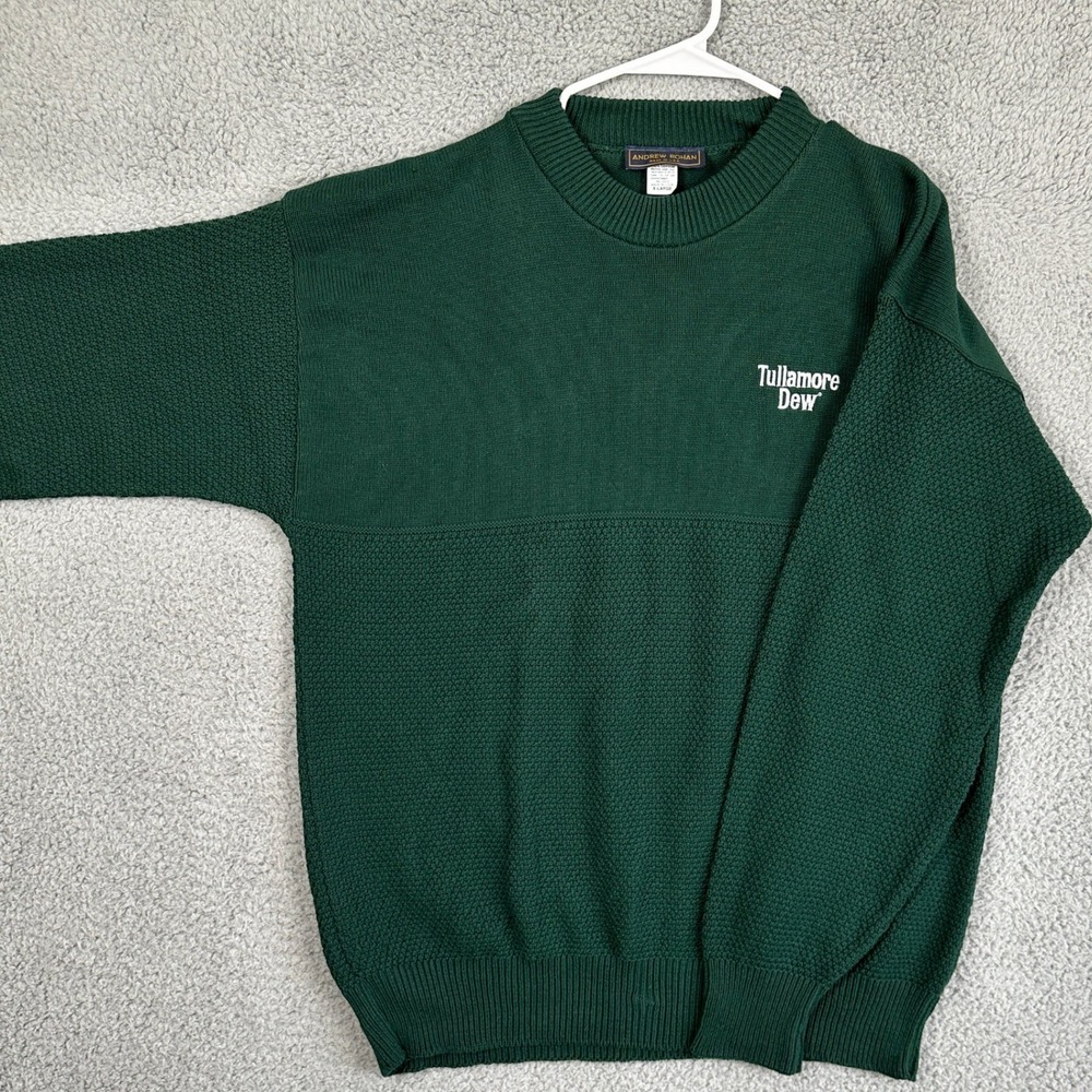 Andrew Rohan Sweater Crew Neck Mens XL Green Tullamore Dew Pullover Made in USA